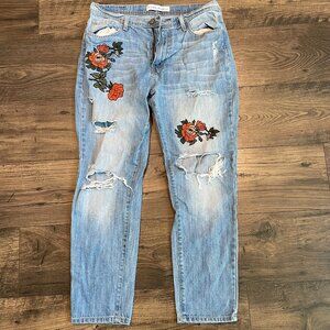 Flying Monkey HIgh Rise Floral distressed boyfriend jeans